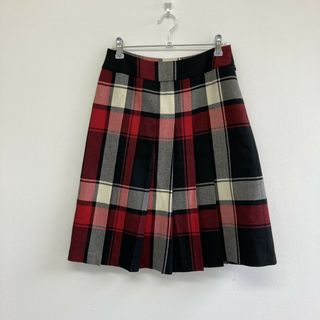 【INED】イネド 黒、赤、白 7 プリーツスカート　チェック　カジュアル　ボトムス(その他)