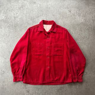 ヴィンテージ(VINTAGE)の50s60s ヴィンテージコーデュロイシャツ USA製 ワインレッド L相当(シャツ)