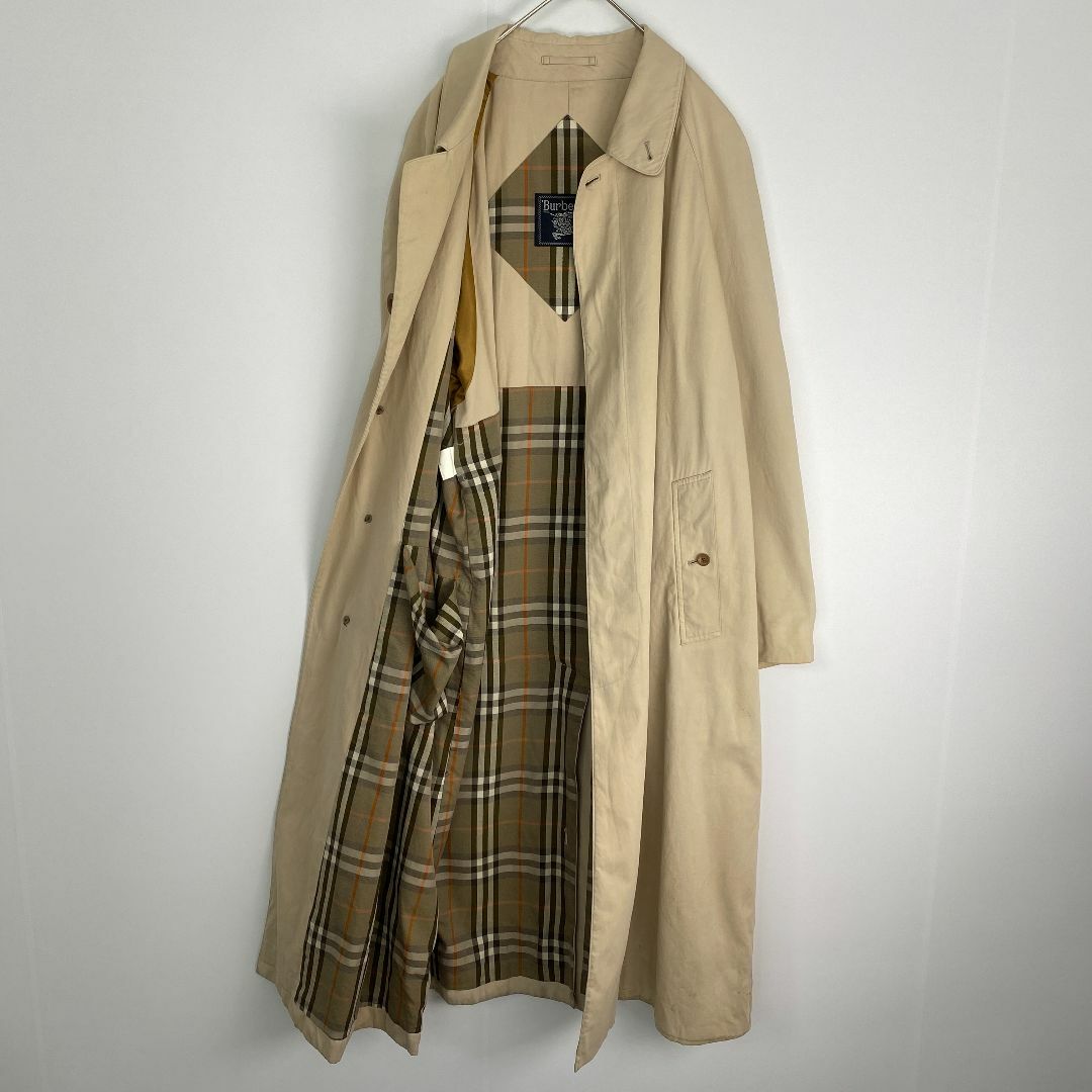 BURBERRY - バーバリー　ステンカラーコート　ノバチェック　ロング丈　綿100%　ベージュ