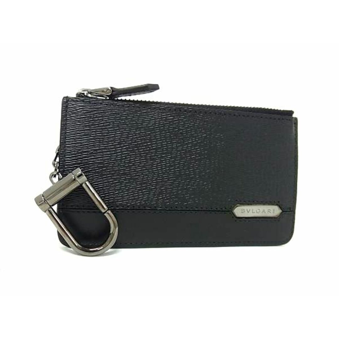 ■新品同様■ BVLGARI ブルガリ レザー キーリング付き 小銭入れ コインケース コインパース キーケース ブラック系 FM2204