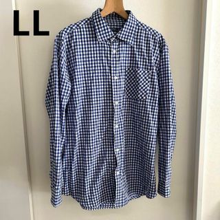 TSA CLOSSING シャツ　メンズ　ブロックチェック　ブルー　LL(シャツ)