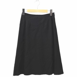 トラサルディ(Trussardi)のトラサルディ ストライプ サイドジップ ひざ丈 台形スカート 42 ブラック(ひざ丈スカート)