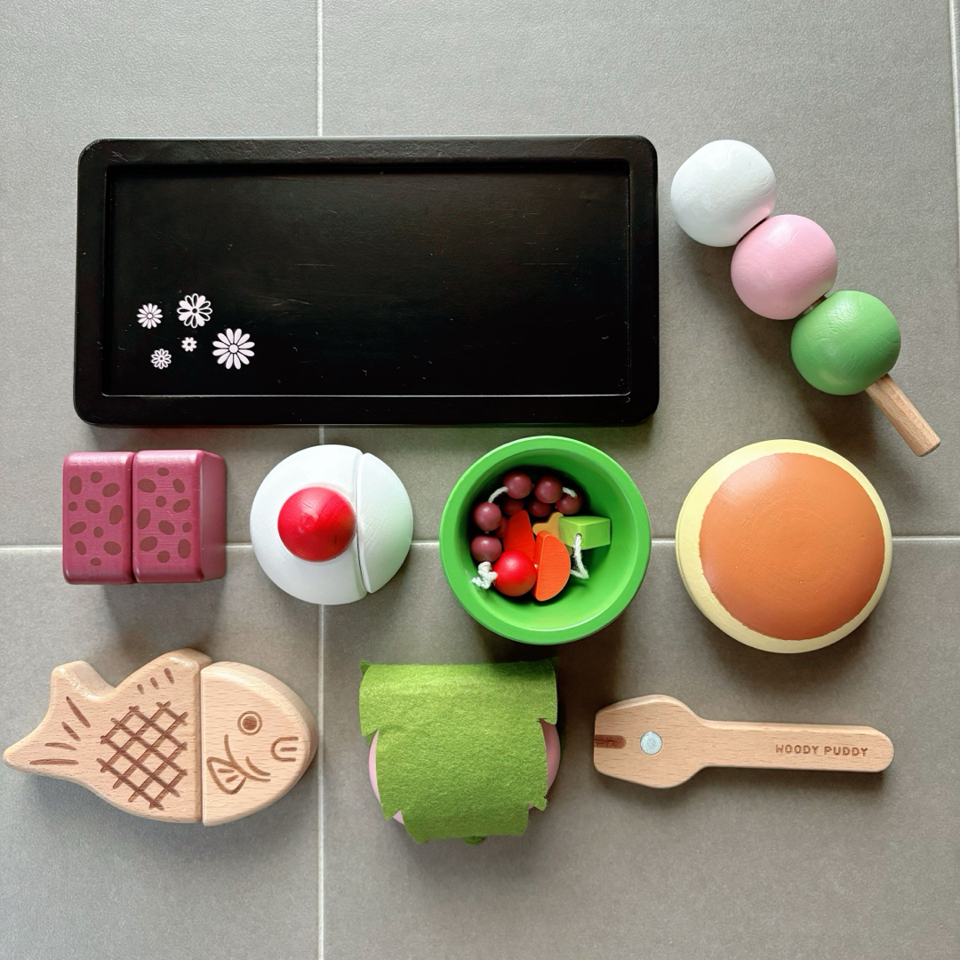 WOODY PUDDY(ウッディプッディ)の和菓子セット ウッディプッディ 木のおもちゃ はじめてのおままごと キッズ/ベビー/マタニティのおもちゃ(知育玩具)の商品写真