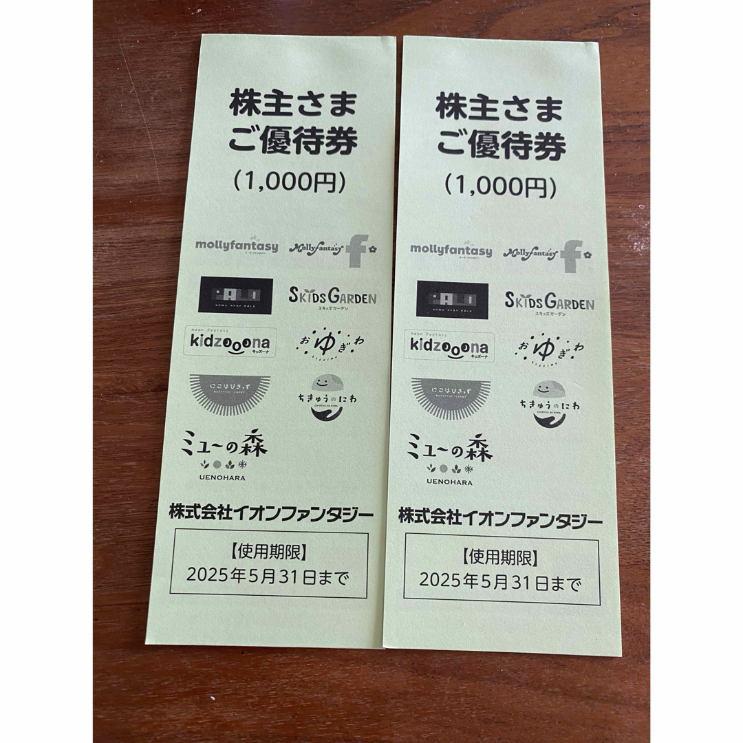 イオンファンタジー 株主優待 チケットの施設利用券(遊園地/テーマパーク)の商品写真
