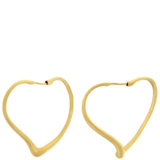 ティファニー(Tiffany & Co.)のティファニー Tiffany & Co ピアス オープン ハート フープ ピアス スモール K18YG イエローゴールド ハート 750YG 18金  【保存袋】【中古】(ピアス)