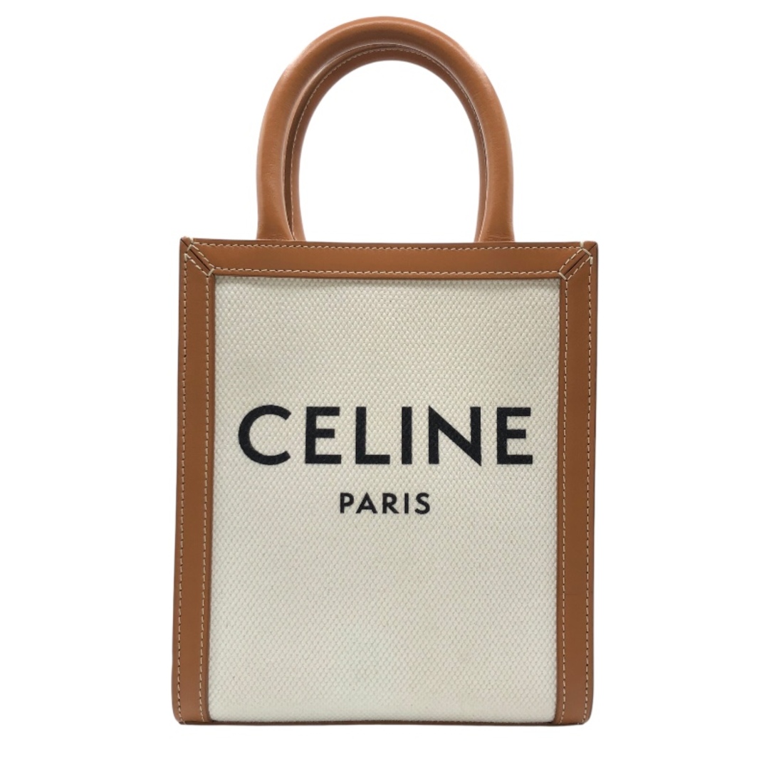 CELINE - 　セリーヌ CELINE ミニパーティカルカバ ナチュラル・タン キャンバス・カーフ レディース ショルダーバッグ