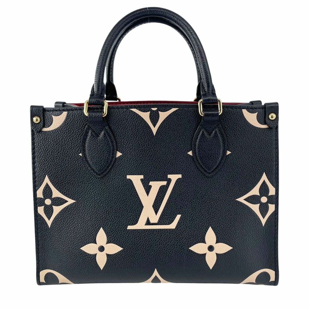 LOUIS VUITTON - 【中古】LOUIS VUITTON ルイ・ヴィトン オンザゴー PM M45659 グレインカウハイドレザー ブラック ベージュ レディース トートバッグ 24009451 RD