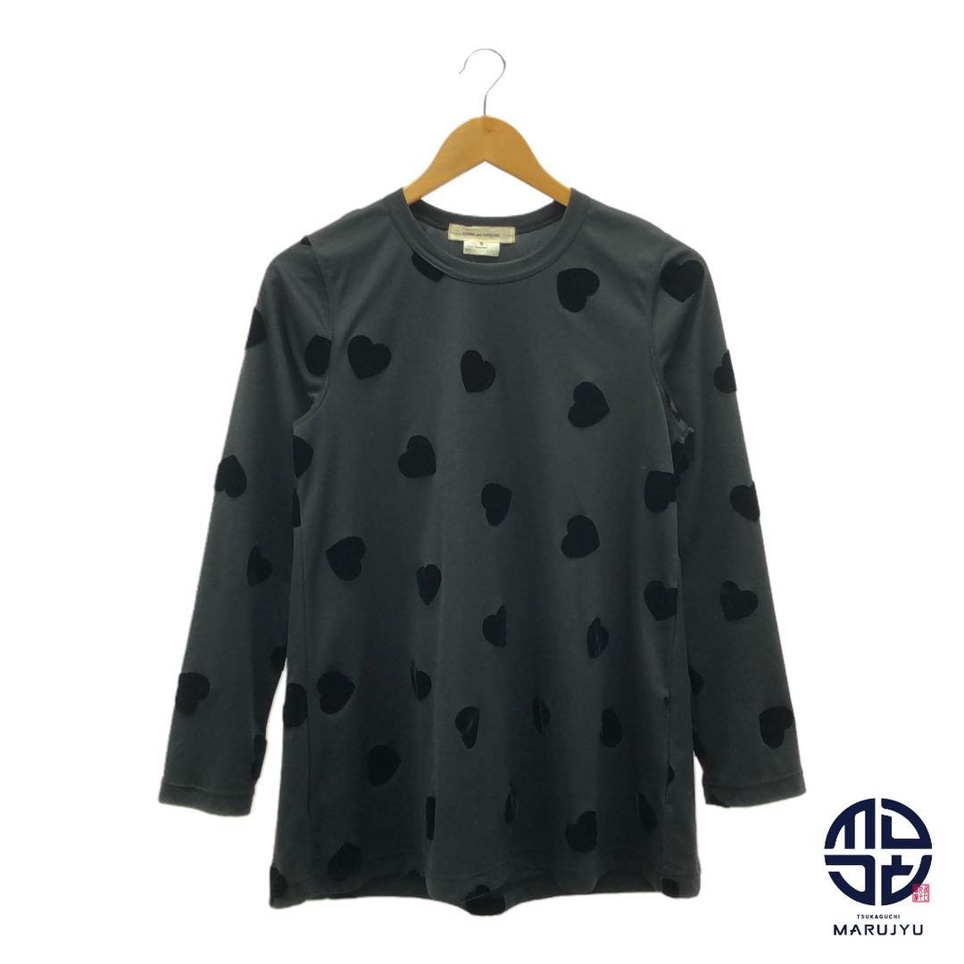 COMME des GARCONS - COMME des GARCONS コムデギャルソン 黒 ブラック ベロアハート カットソー 長袖 ロングスリーブ トップス ブランド アパレル Sサイズ レディース 服