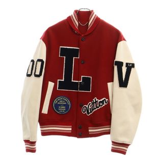 ルイヴィトン(LOUIS VUITTON)のLOUIS VUITTON ルイヴィトン 19AW ロゴワッペン レザー切替 スタジャン ベースボールジャケット 1A5F4G HHL07EJNU レッド/ホワイト(スタジャン)