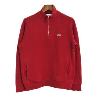 LACOSTE ラコステ ハーフジップ コットン ニット セーター レッド（メンズ L ）中古 古着 T2105(ニット/セーター)