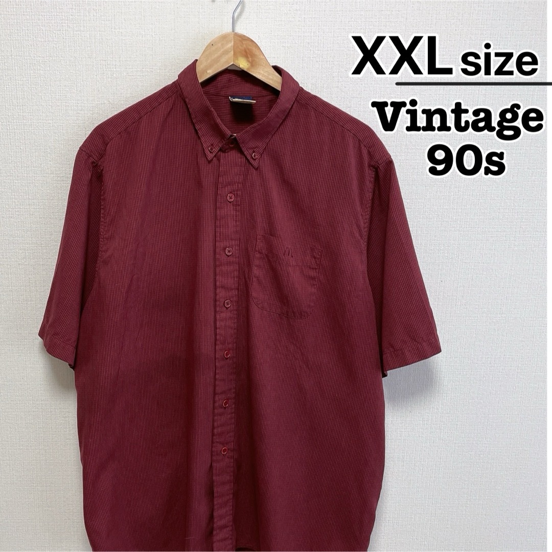 VINTAGE(ヴィンテージ)のUSA古着　90s　半袖シャツ　XXL　ワインレッド　ピンチェック　マクドナルド メンズのトップス(シャツ)の商品写真