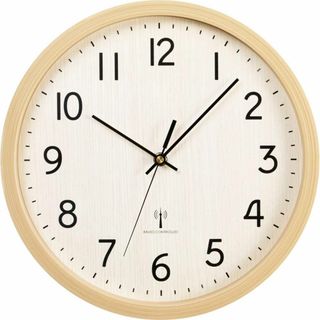 【スタイル名:電波_サイズ:直径30cm_色:ナチュラル】アイリスプラザ 掛け時(置時計)