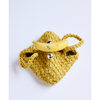 【新品未使用】NKNIT square bag イエロー(かごバッグ/ストローバッグ)