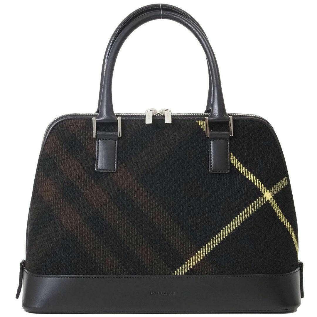 BURBERRY -  バーバリー ウール ハンドバッグ ブラウン レディース チェック ブガッティ型 楕円形 大きめ A4収納不可 BURBERRY