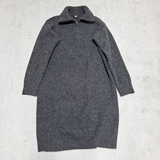 ユニクロ(UNIQLO)のUNIQLO ユニクロ スフレヤーン ワンピース ビッグカラー ニットワンピース(ひざ丈ワンピース)