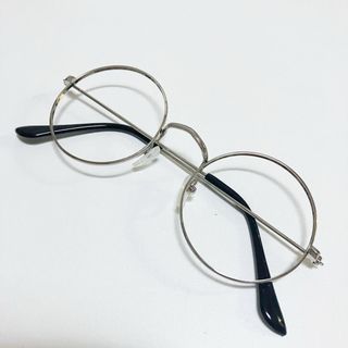 伊達メガネ レンズ無し 丸眼鏡 