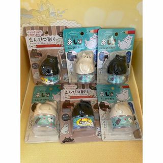 ペットボトルにつけられるネコちゃん鉛筆削り  6個セット(はさみ/カッター)