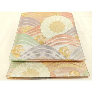 平和屋着物◎佐賀錦　本場筑前博多織　六通柄袋帯　立波花文　金銀糸　後藤織物謹製　証紙付き　正絹　逸品　AAAO4631yx(帯)