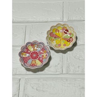 花かぜ　和風　花　豆皿　小皿　取り皿　和柄　桜　梅　ピンク　黄色　イエロー　水色(食器)