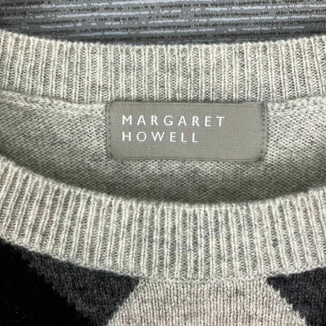 MARGARET HOWELL ウール カシミヤ アーガイルニット 2 グレー MARGARET HOWELL ウール カシミヤ アーガイルニット 2 グレー