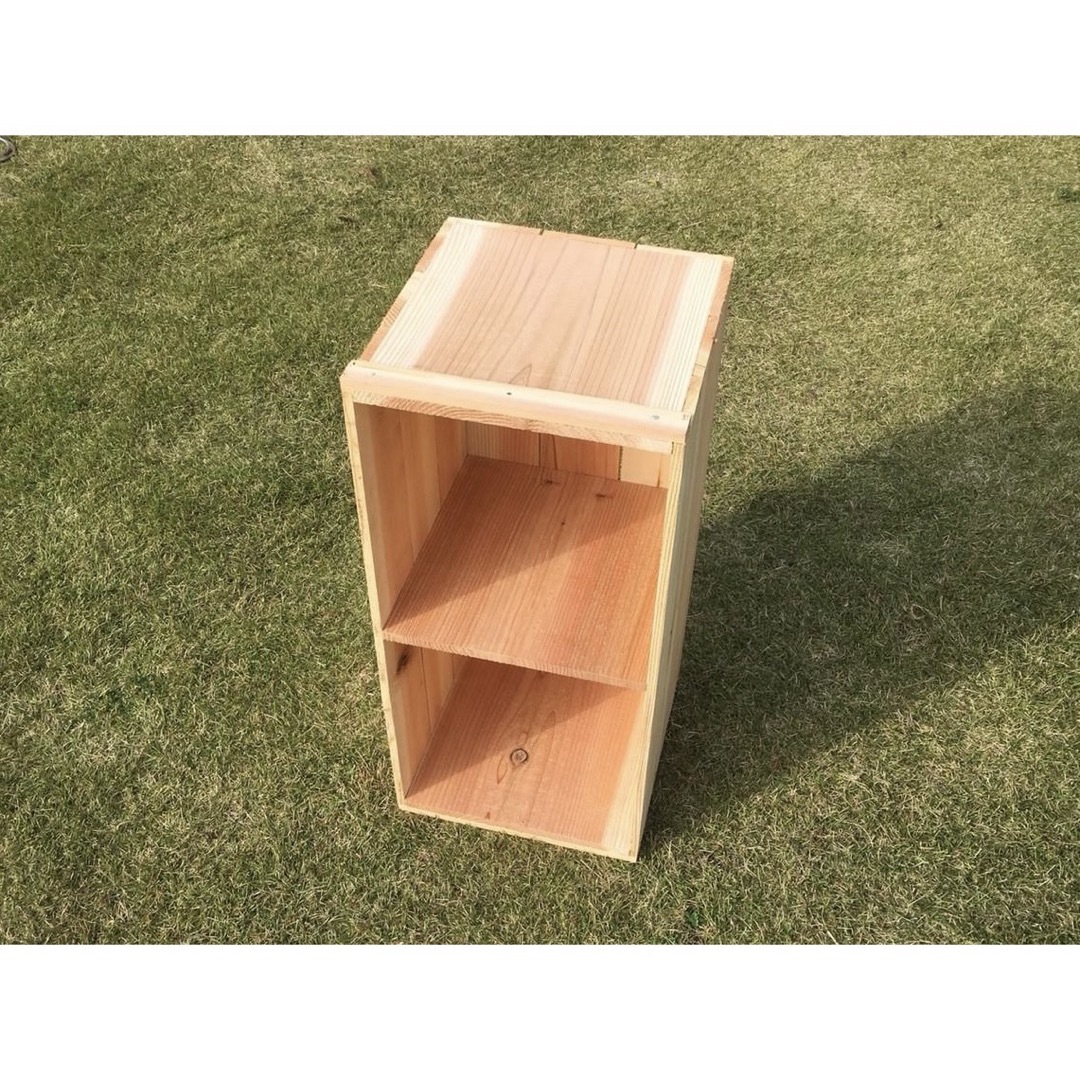 新品 蓋付 りんご箱 中板 2箱 // ウッドボックス 木箱 ボックス