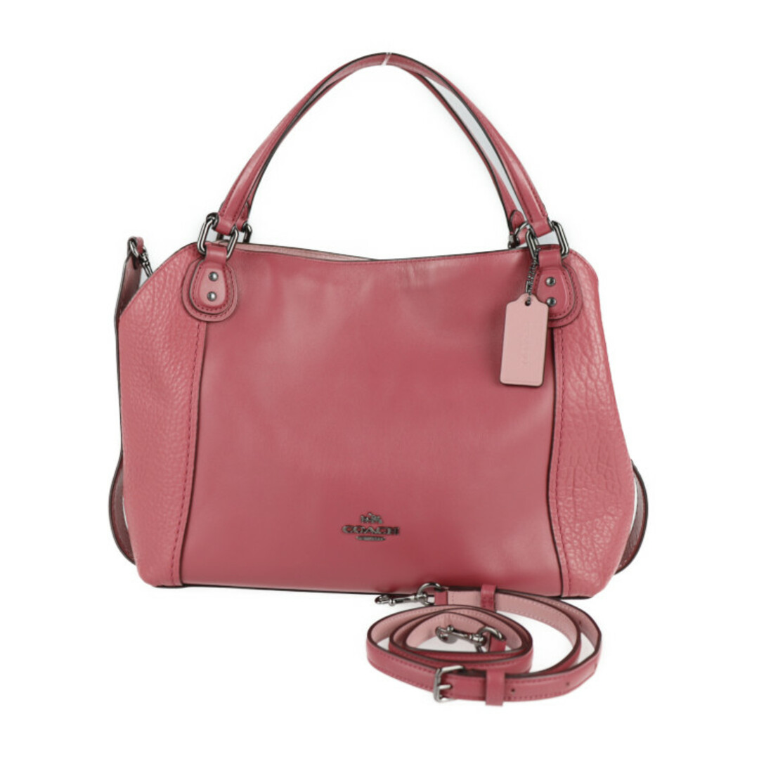 COACH - COACH コーチ  EDIE28 イーディー28 ハンドバッグ 57645   ミックスドレザー ピンク系 ガンメタル金具  2WAY ショルダーバッグ 【本物保証】