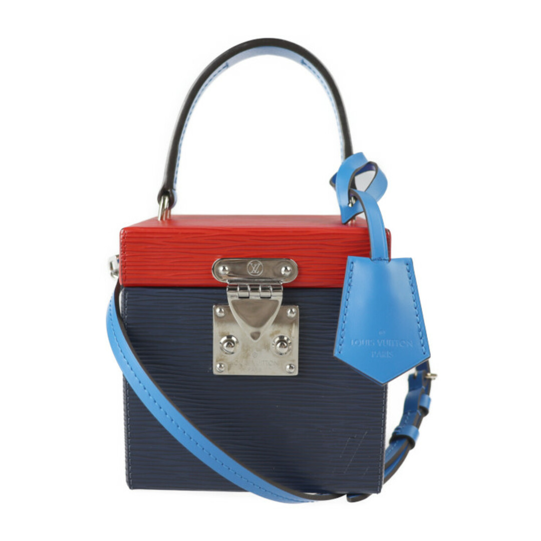 LOUIS VUITTON - LOUIS VUITTON ルイ ヴィトン エピ ブリーカーボックス ハンドバッグ M52466 エピレザー   ネイビー ブルー レッド シルバー金具  2WAY ショルダーバッグ 化粧箱 小物入れ マルチケース ビトン 【本物保証】