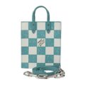 LOUIS VUITTON ルイ ヴィトン ダミエチェッカーボード サックプラ XS ショルダーバッグ N60495 レザー ターコイズ ホワイト シルバー金具 2WAY ハンドバッグ ミニバッグ ビトン 【本物保証】