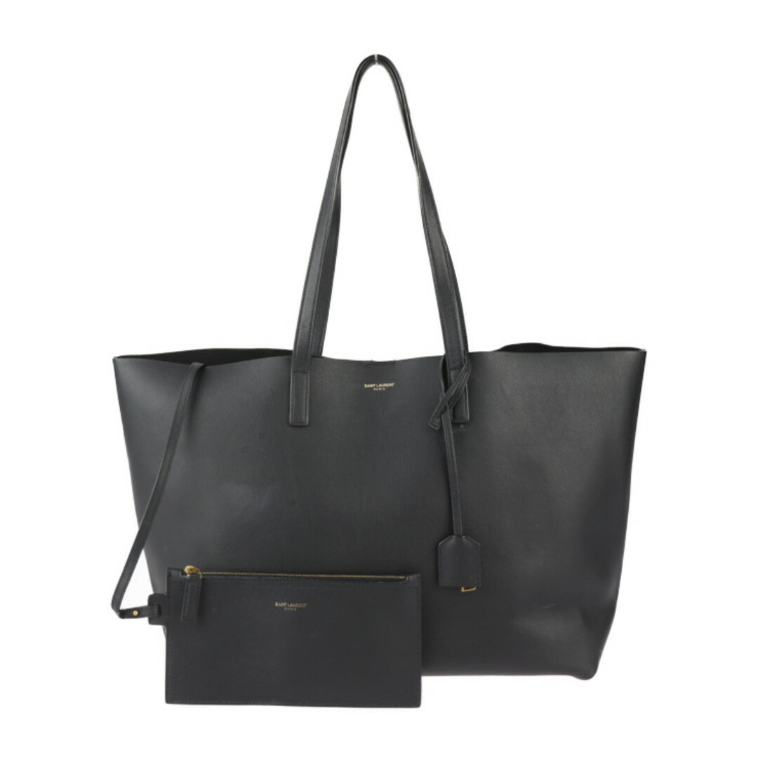 SAINT LAURENT PARIS サンローランパリ  ショッピング トート トートバッグ 600281 レザー   ブラック ゴールド金具  ショルダーバッグ 【本物保証】