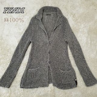 FENDI - FENDI フェンディ カーディガン 46(M位) 茶x黒xベージュ FENDI - FENDI フェンディ カーディガン 46(M位) 茶x黒xベージュ