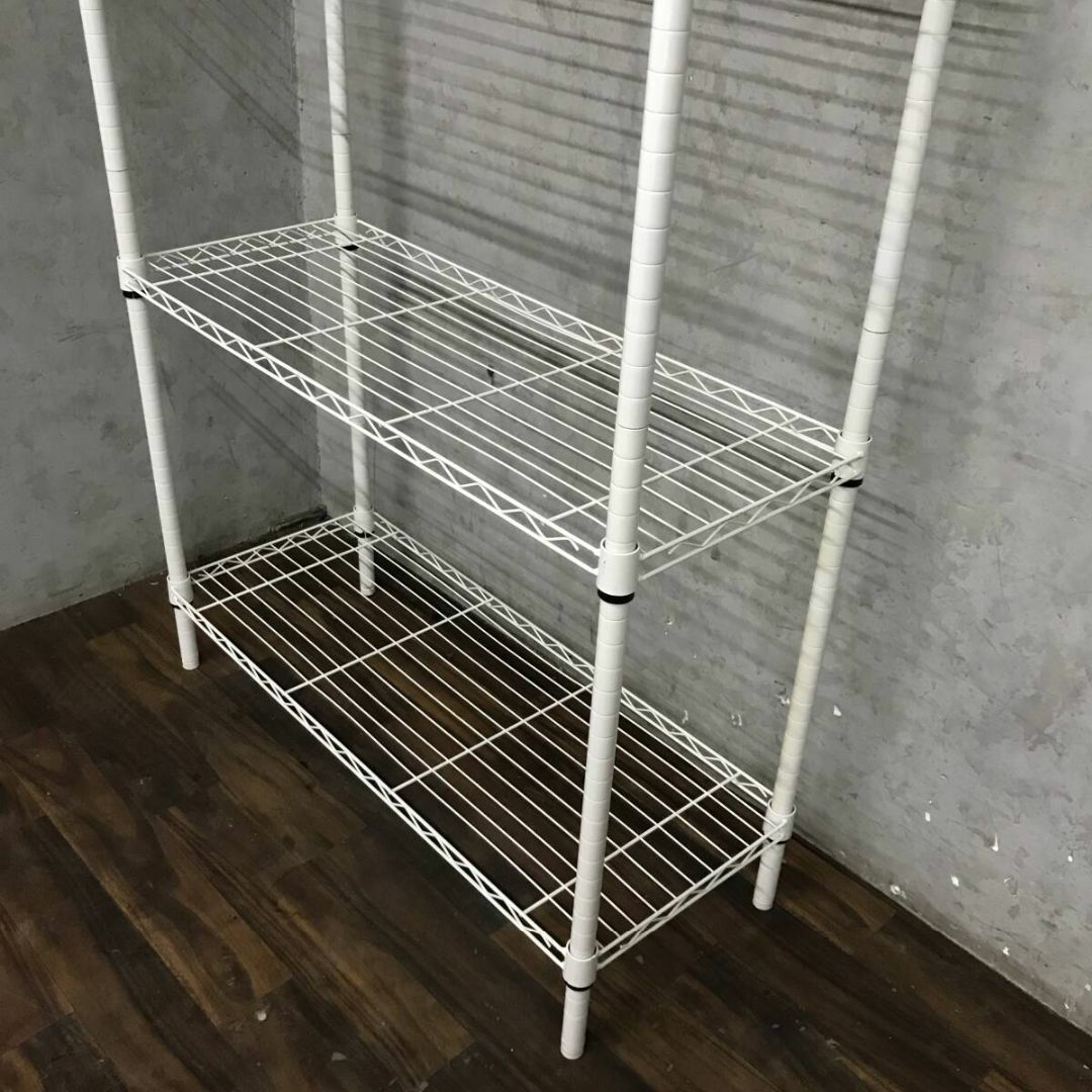 スチールラック ホワイト 白 35.5×90.5cm 高さ150cm 4段 ポー