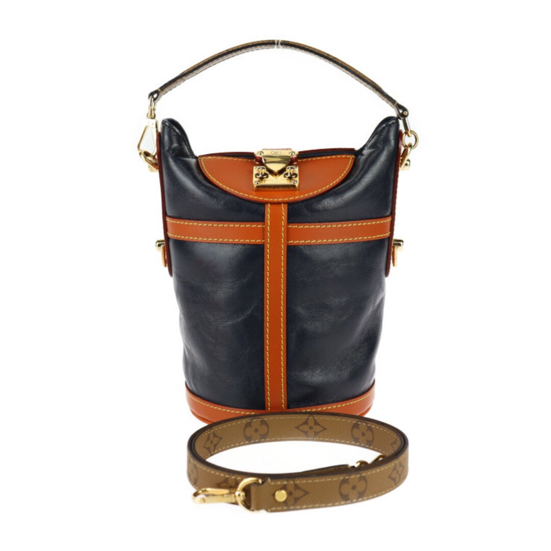 LOUIS VUITTON - LOUIS VUITTON ルイ ヴィトン  ダッフルバッグ ハンドバッグ M53842 レザー モノグラムリバース  ネイビー ブラウン ゴールド金具 2WAY ショルダーバッグ 【本物保証】