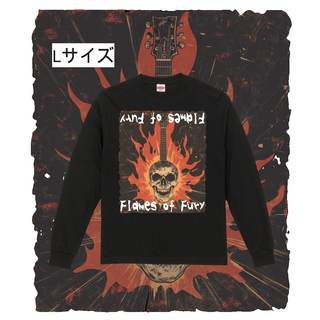 J248 【Lサイズ】ロック ギター 長袖 プリントTシャツ ロンT レディース(Tシャツ(長袖/七分))