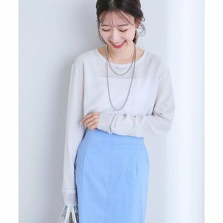 ラブティックボンボン(La boutique BonBon)の【ライトグレー】【万能インナー】ライトストレッチジョーゼットコンビブラウス(シャツ/ブラウス(長袖/七分))