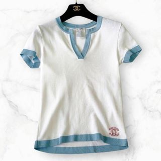 CHANEL - CHANEL カシミヤ ストライプ クロップド ニットの通販 CHANEL - CHANEL カシミヤ ストライプ クロップド ニットの通販