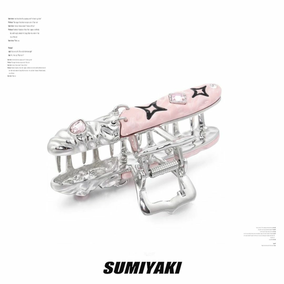 SLY - SUMIYAKI ガラスストーン シルバー ヘアクリップ Y2K 大きめ