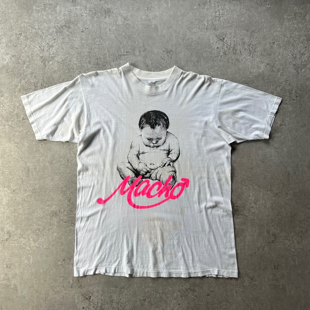 80s90s ヴィンテージtシャツ ホワイト L 人物画 ジョーク 80s90s ヴィンテージtシャツ ホワイト L 人物画 ジョーク