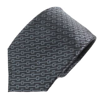 グッチ(GUCCI)の極美品△GUCCI グッチ シルク100％ Gロゴ レジメンタルストライプ ネクタイ 剣先7cm ダークブラウン グレー 148×7cm イタリア製 正規品 メンズ オススメ◎(ネクタイ)