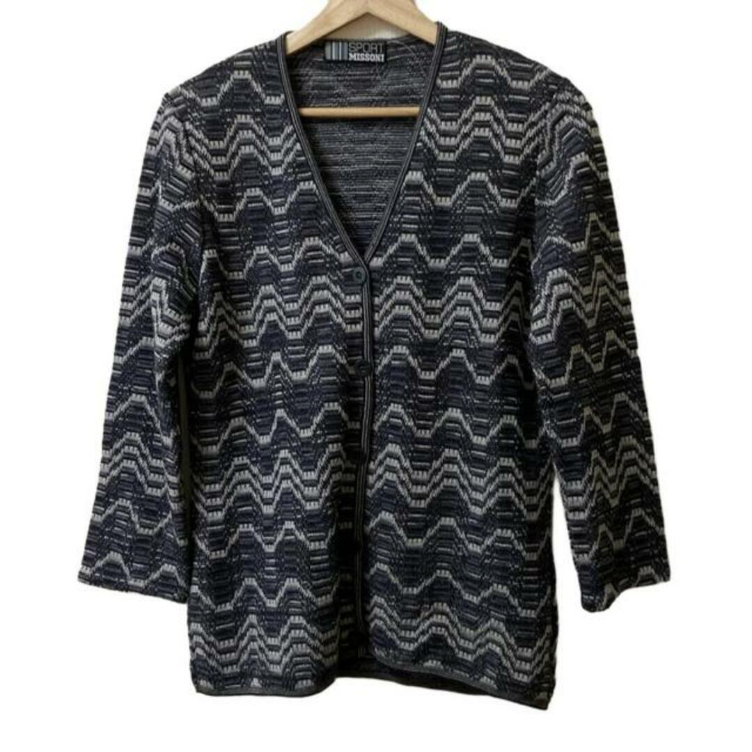 MISSONI SPORT(ミッソーニスポーツ) カーディガン サイズ44 L レディース - 黒×白 長袖