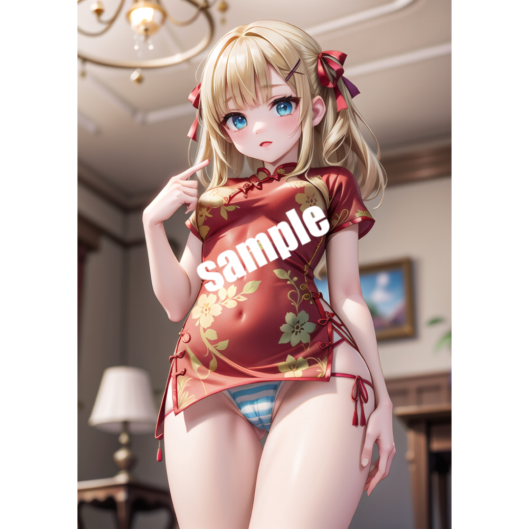 【高画質 C05】AIチャイナドレス美少女 イラスト A4サイズ ポスター エンタメ/ホビーのアニメグッズ(ポスター)の商品写真