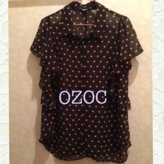 オゾック(OZOC)のOZOC♡ドット透けシャツ(シャツ/ブラウス(半袖/袖なし))