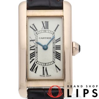 カルティエ(Cartier)のカルティエ タンクアメリカンSM ウォッチ Tank American SM W2607456 K18PG/革 レディース時計 ホワイト 仕上げ済 美品 【中古】(腕時計)