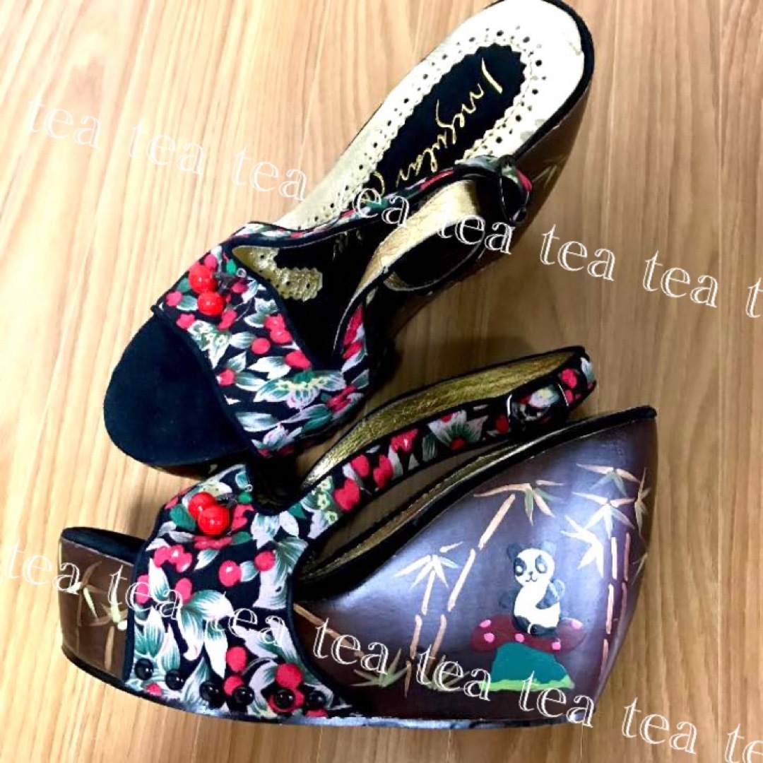 激レア irregular choice ウッドソールチェリー パンダ サンダル 激レア irregular choice ウッドソールチェリー パンダ サンダル