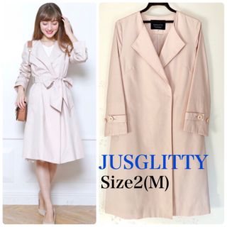 ジャスグリッティー(JUSGLITTY)のカラーコート　ジャスグリッティー　ノーカラースプリングコート　トレンチコート　M(スプリングコート)