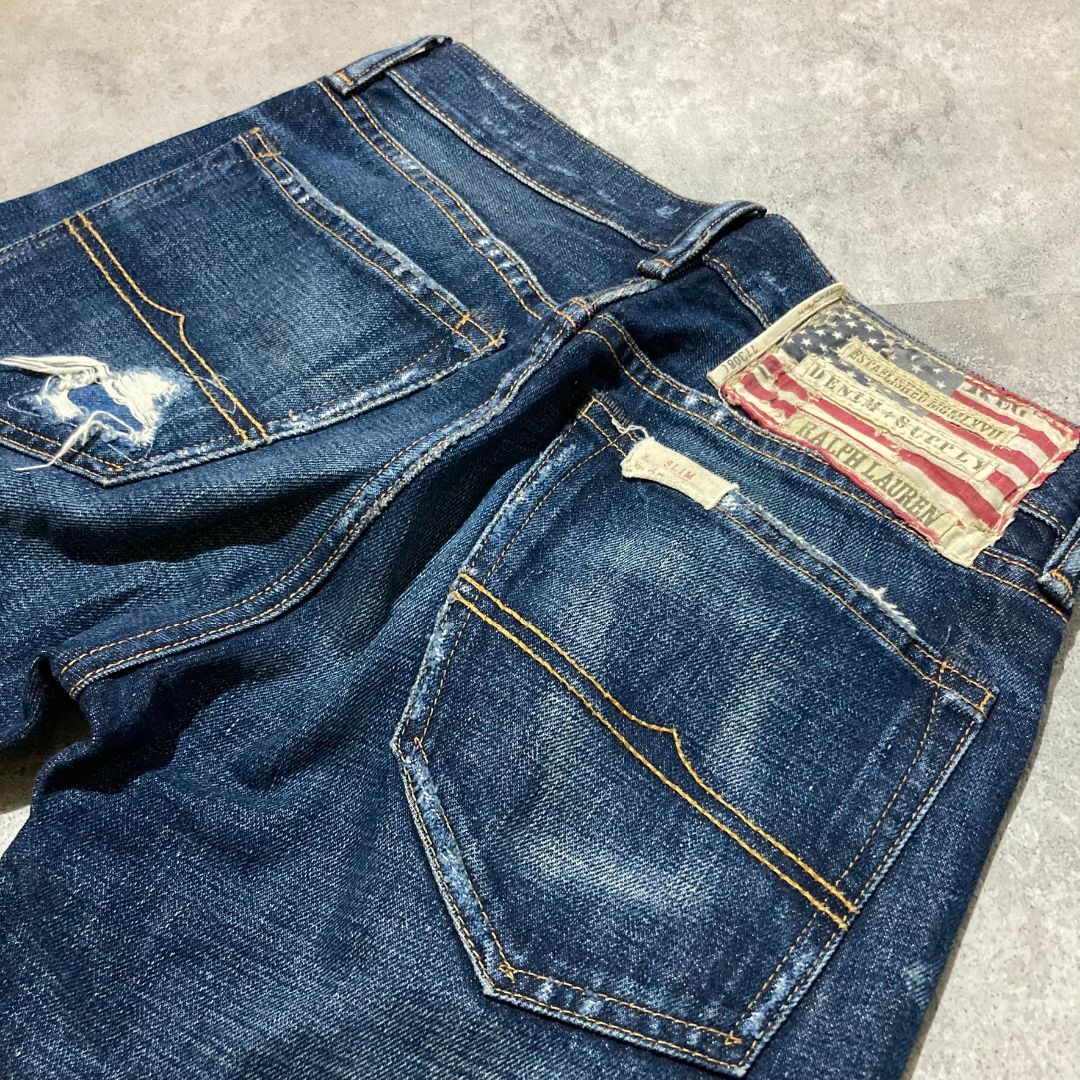 Denim & Supply Ralph Lauren - 【Ralphlauren】ラルフローレン クラッシュリペア加工 スリムデニムパン