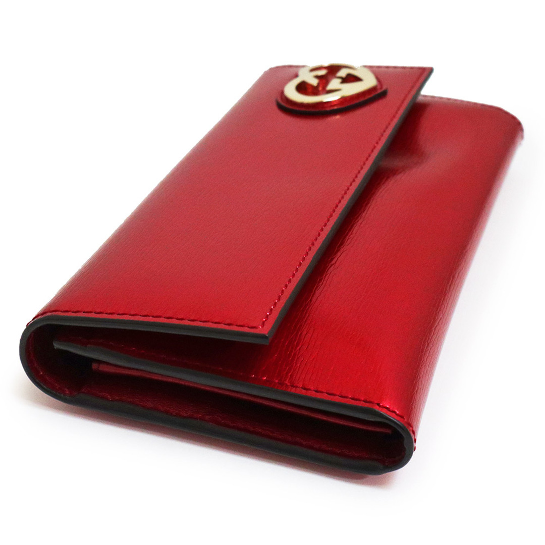 グッチ　LOVE 刺繍 二つ折り財布 ベージュ/レッド GUCCI グッチ 財布 二つ折り財布 オリジナル GG柄 アウトレット