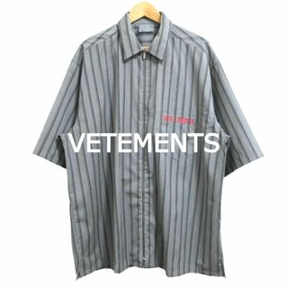 VETEMENTS - VETEMENTS フランネルシャツ 赤黒 ペンキプリントの VETEMENTS - VETEMENTS フランネルシャツ 赤黒 ペンキプリントの