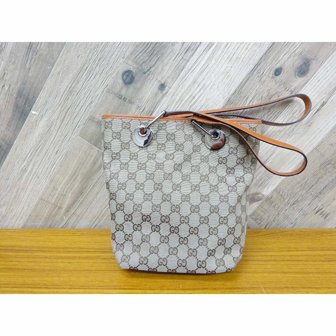 GUCCI - 福283/ GUCCI グッチ キャンバス レザー ハンドバッグ