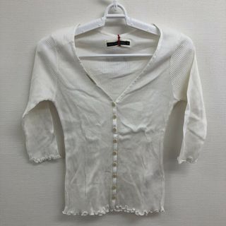 マリテフランソワジルボー(MARITHE + FRANCOIS GIRBAUD)の【MARITHE ＋ FRNCIS GIRBAUD】マリテフランソワジルボー　新品タグつき　トップス　カーディガン　長袖　Sサイズ　薄手　白　ホワイト　韓国(カーディガン)