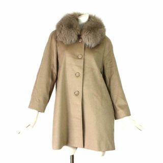 L49【美品】カシミヤコート M フォックスファー付き レディース 9 カシミア(その他)